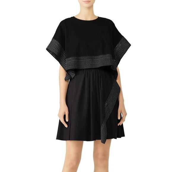 3.1 Phillip Lim Poplin Overlay Dress Boxy Topstitching Mini Black 6 - Picture 2 of 9